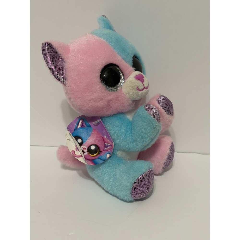 Zuru Coco Surprise Mitzy Cat Plush Pink Blue Split Color Big Glitter Eyes 8in